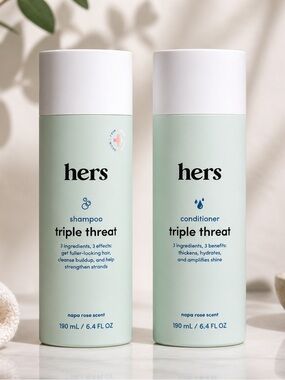 Hers Triple Threat Shampoo & Conditioner Set Full Size 6.4 oz Duo